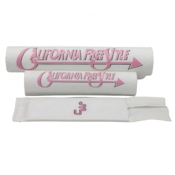 Old School BMX Flite California Freestyle BMX Pad Set Classic 9" Bar Pad - White/Pink