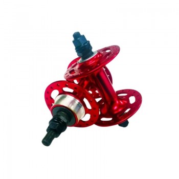 Old School BMX High Flanged Front and Rear Sealed Hubs 36H Red by KT