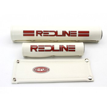 Old School BMX Redline Vinyl Studded Retro 80's Straight Bar Pad Set White