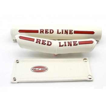 Old School BMX Redline Vinyl Studded Retro 70's V Bar Pad Set White