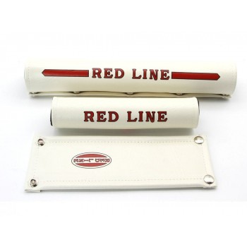 Old School BMX Redline Vinyl Studded Retro 70's Straight Bar Pad Set White