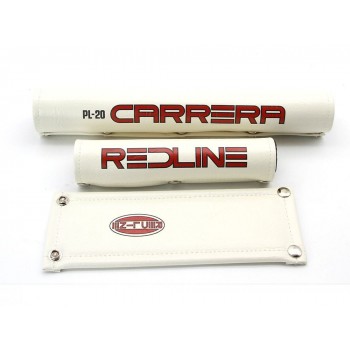 Old School BMX Redline Vinyl Studded Carrera Straight Bar Pad Set White