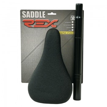 Old School BMX Saddle with Seat Post 27.2 x 300mm - Black