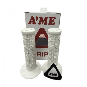 Old School BMX AME Tri Grips with Bubble Font Logo Limited Edition - White