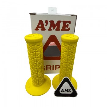Old School BMX AME Tri Grips with Bubble Font Logo Limited Edition - Yellow