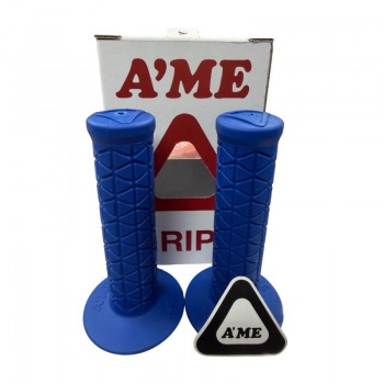 Old School BMX AME Tri Grips with Bubble Font Logo Limited Edition - Blue