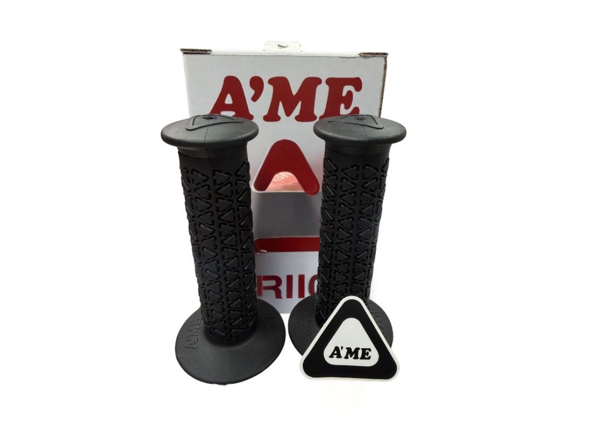 Old School BMX Ame Round Grips with Bubble Font Logo Limited Edition - Black Old School BMX Ame Round Grips with Bubble Font Logo Limited Edition - Black
