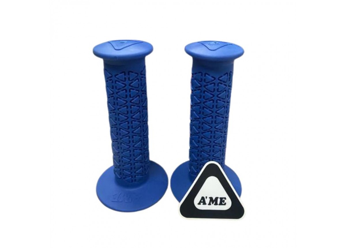 Old School BMX Ame Round Grips with Bubble Font Logo Limited Edition - Blue Old School BMX Ame Round Grips with Bubble Font Logo Limited Edition - Blue