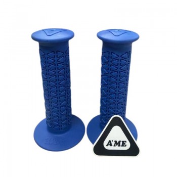 Old School BMX Ame Round Grips with Bubble Font Logo Limited Edition - Blue