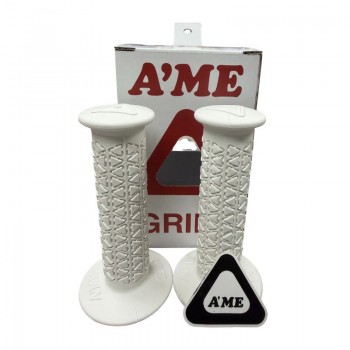 Old School BMX Ame Round Grips with Bubble Font Logo Limited Edition - White