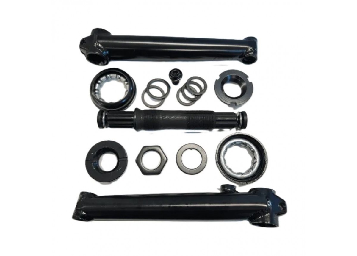 Old School BMX 3 Piece Crankset 175mm with USA BB Set - Black Old School BMX 3 Piece Crankset 175mm with USA BB Set - Black