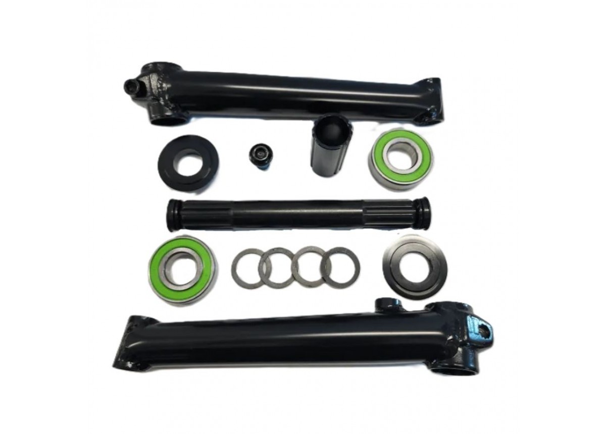 Old School BMX 3 Piece Crankset 175mm with 19mm Mid Sealed Bearing - Black Old School BMX 3 Piece Crankset 175mm with 19mm Mid Sealed Bearing - Black